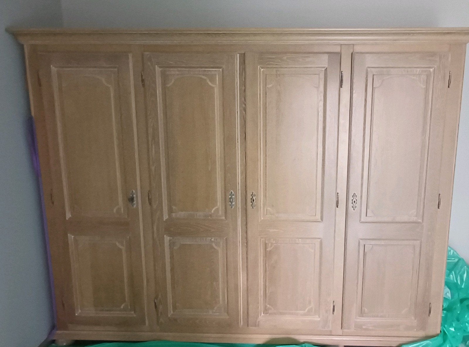 Armoire, commode et miroir, 200 cm ou plus, Comme neuf, Chêne, Avec tablette(s)