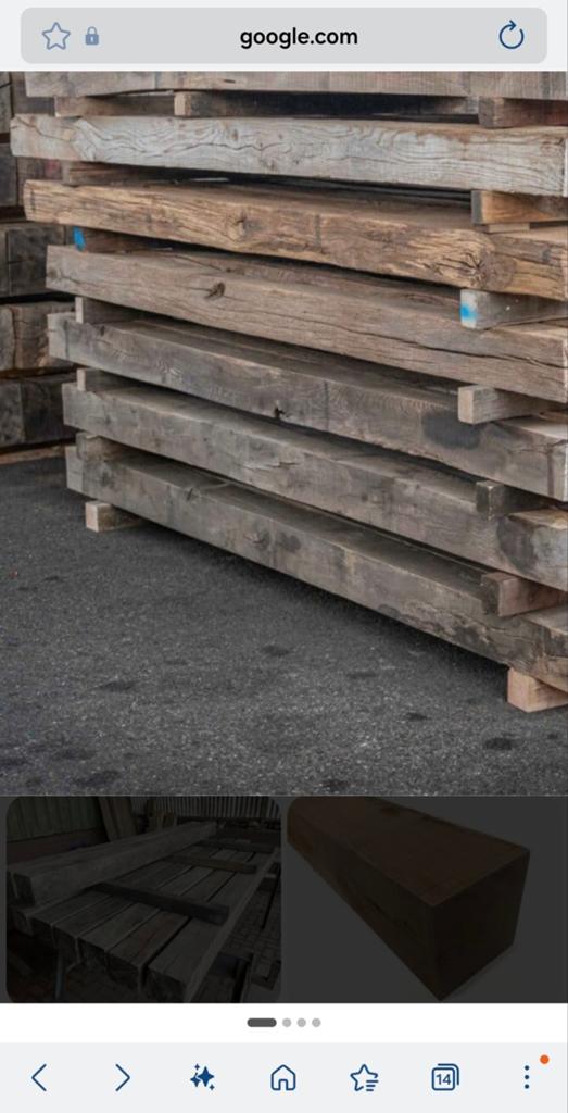 Eiken balken 30 jaar droog, Doe-het-zelf en Bouw, Hout en Planken, Ophalen, Nieuw, Eiken, 200 tot 250 cm