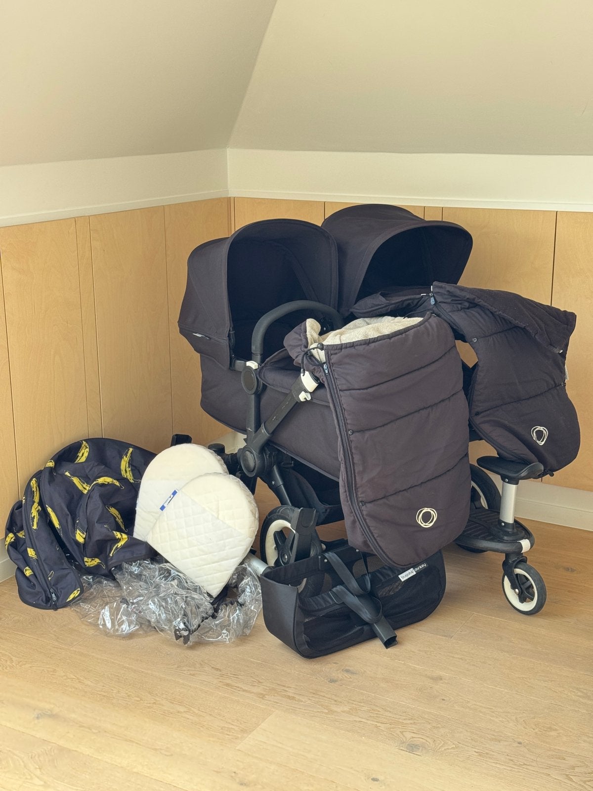 Bugaboo Donkey Twin Zwart - complete set, Voiture duo, Bugaboo, Enlèvement, Utilisé
