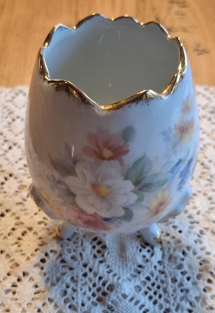Franse Limoges, ei op 3 pootjes, bloemen PASEN, Enlèvement ou Envoi