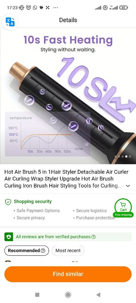 Brosse à air chaud 5 en 1 : styler,  Sèche-cheveux, Enlèvement ou Envoi, Comme neuf, Soin des cheveux