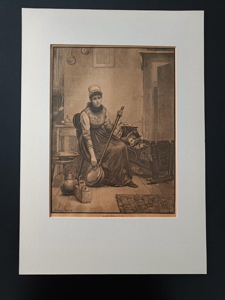 Gravure ancienne de Lilian Young, Enlèvement ou Envoi