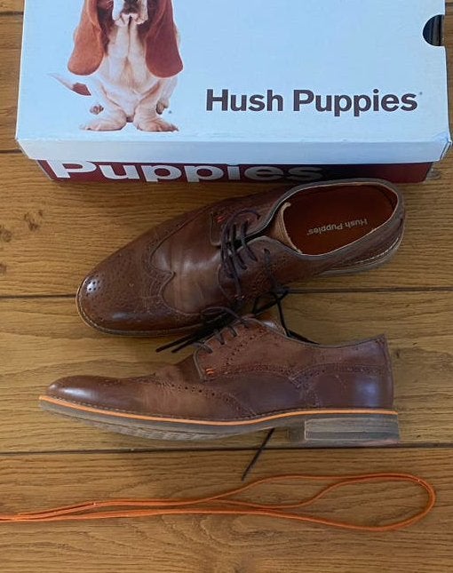 Chaussures en cuir Hush Puppies pour homme taille 42, Chaussures à lacets, Comme neuf, Brun, Envoi