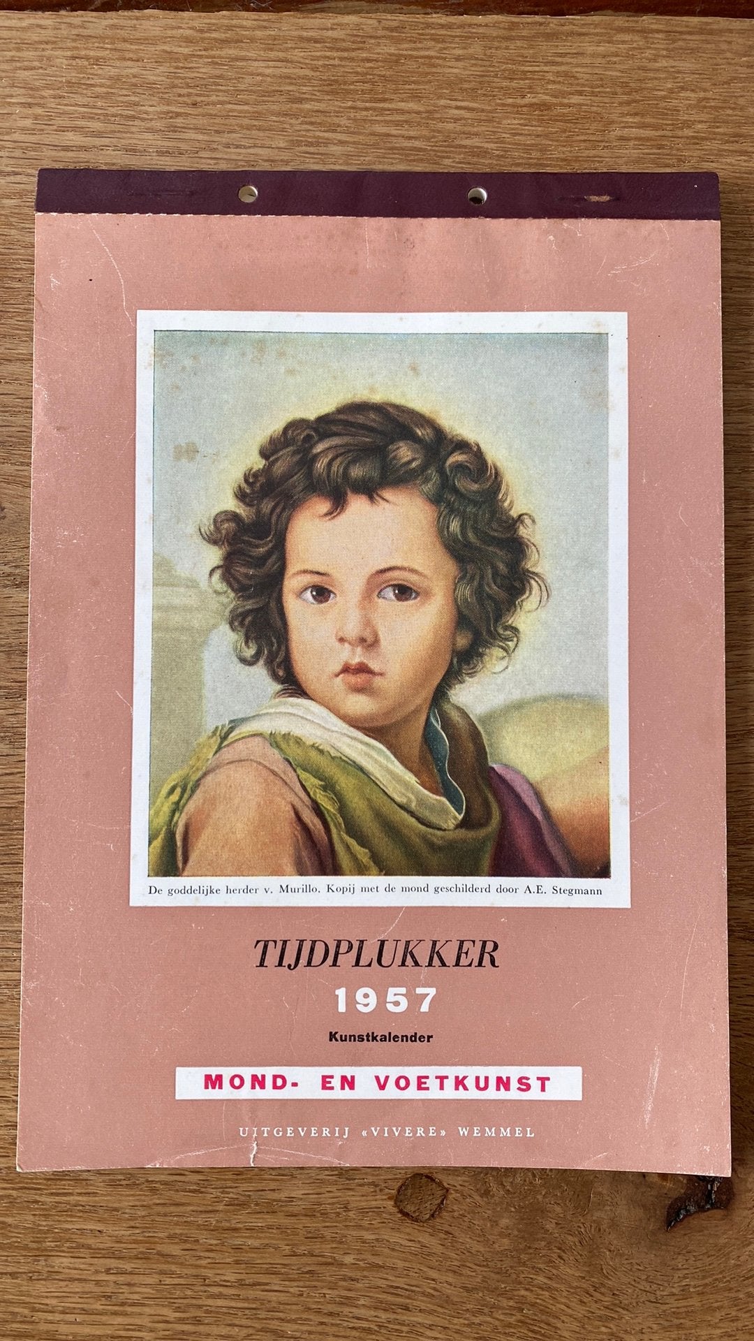 Tijdplukker 1957 Mond- en voetkunst, Ophalen of Verzenden, Jaarkalender, Zo goed als nieuw