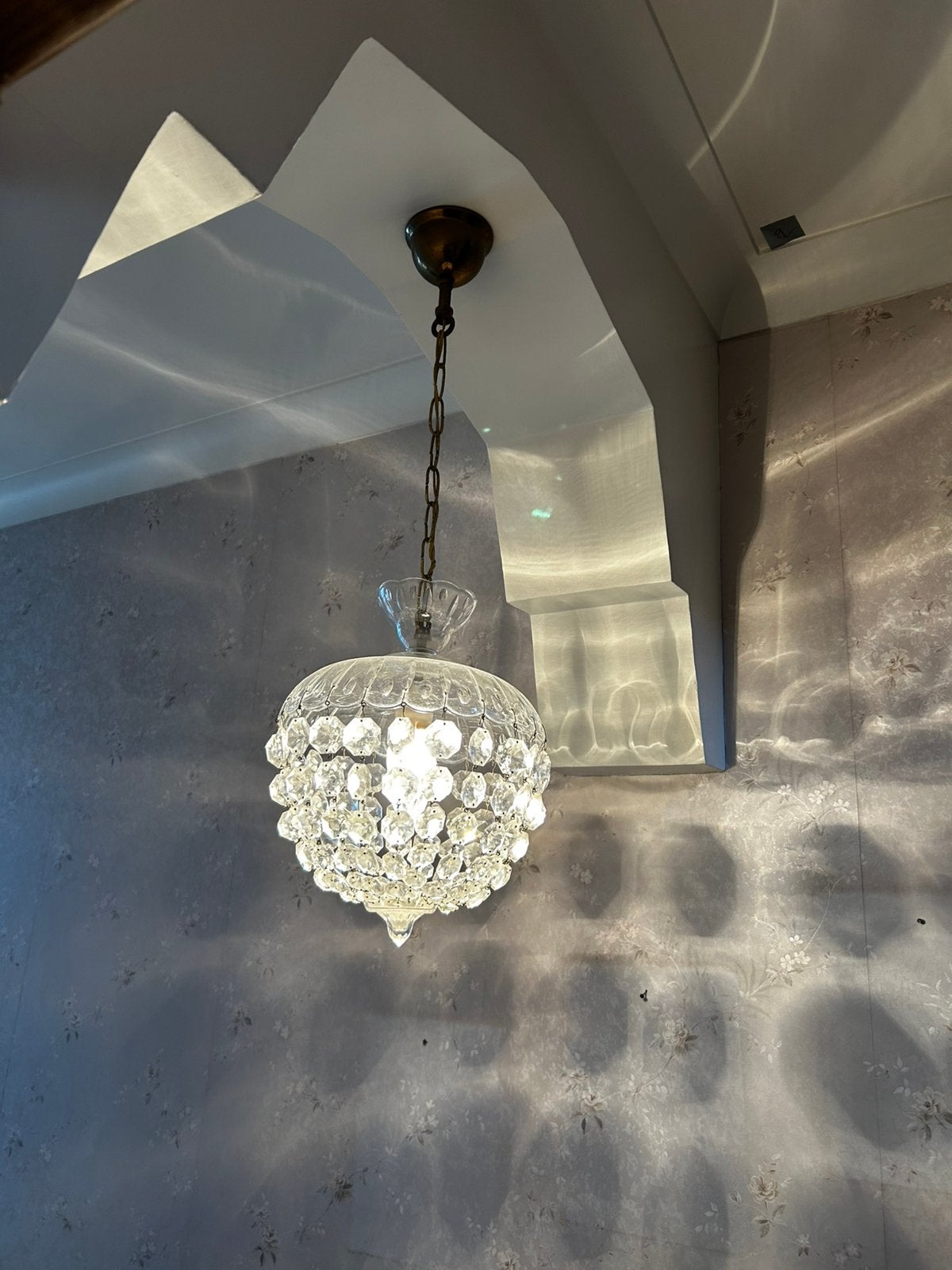 luchters te koop met lampen werkende staat, Ophalen, E14 (klein), Rustieke, Glas