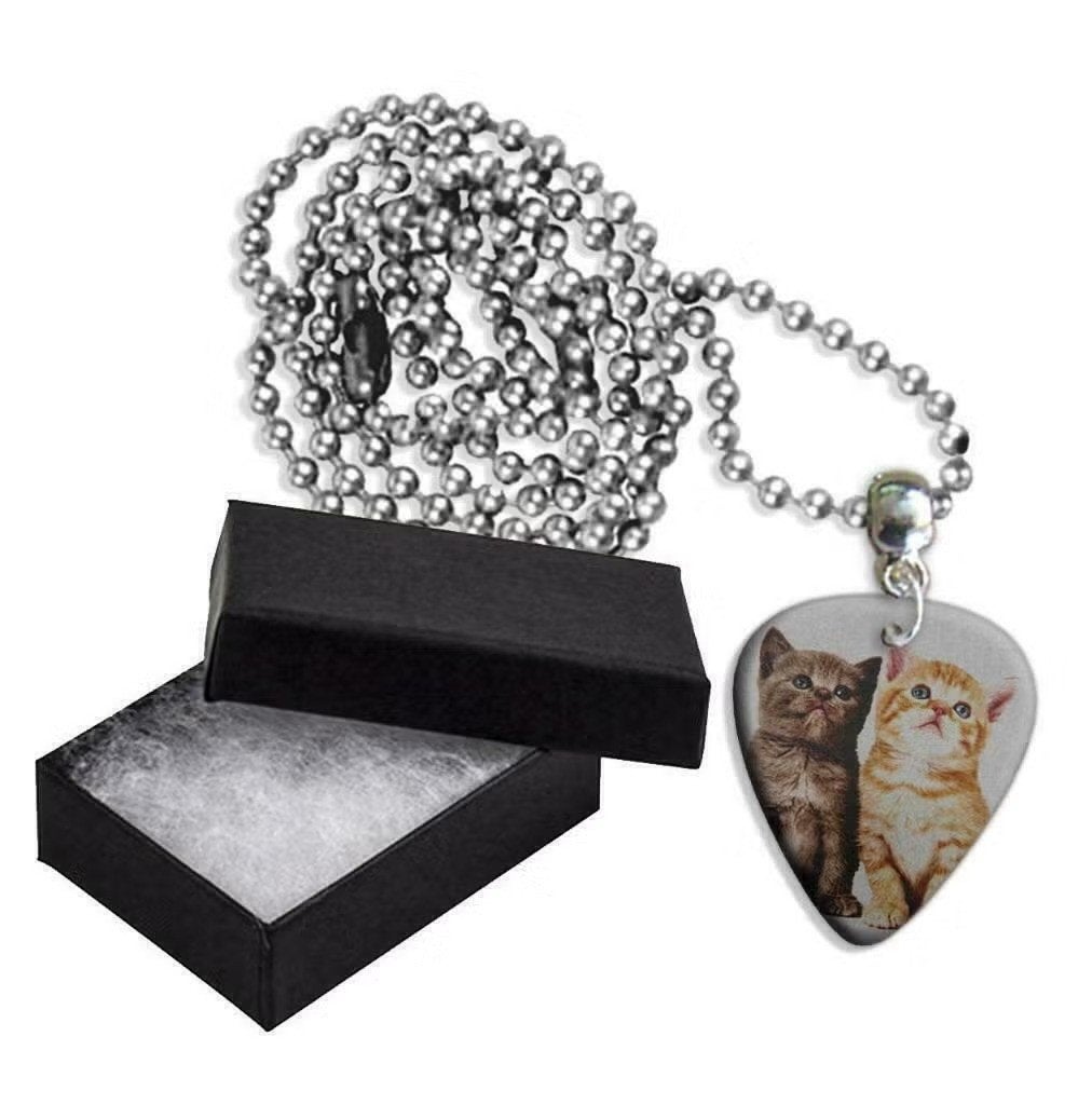 Aluminium plectrum ketting met de afbeelding van 2 kittens, Enlèvement ou Envoi, Neuf