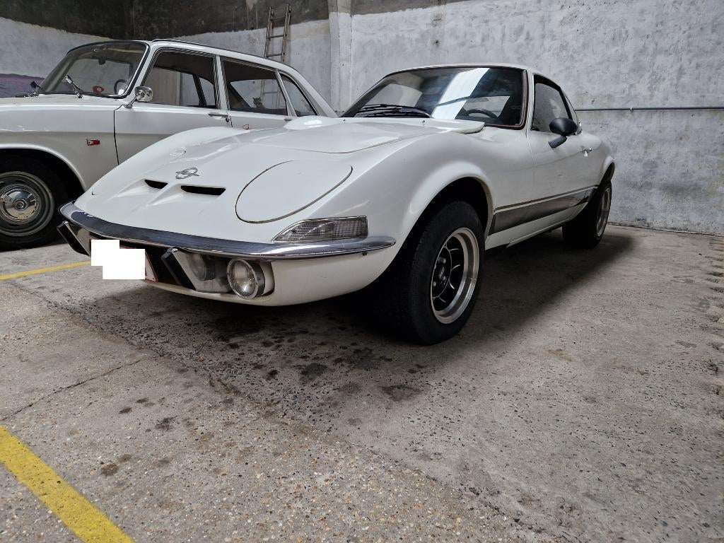 Opel GT 1.9 Automaat – Bouwjaar 1972 – Oldtimer, Auto's, Automaat, 4 zetels, Zwart, Wit