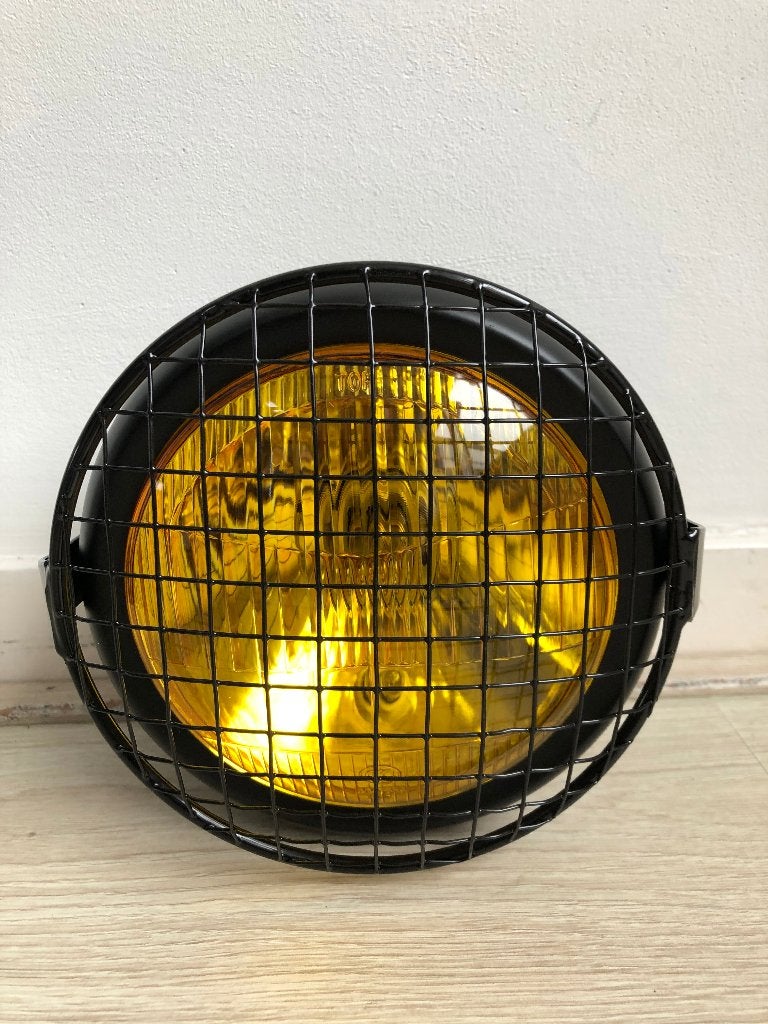 Koplamp geel zwart caferacer bobber scrambler + rooster, Enlèvement ou Envoi