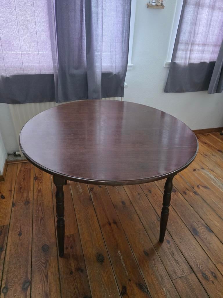 Table ronde vintage en bois massif - Ø 110cm, Maison & Meubles, Tables | Tables de salon