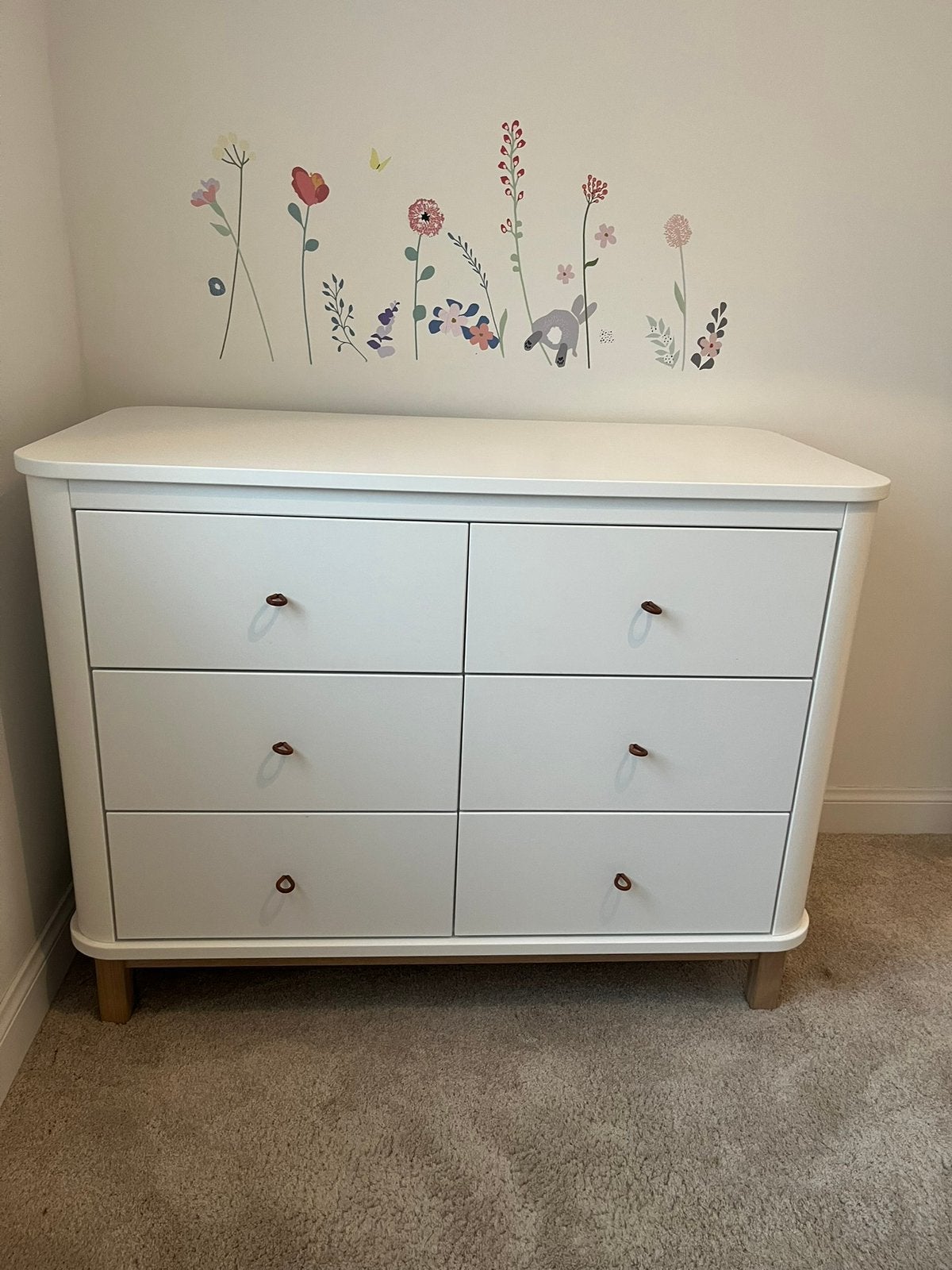 Oliver Meubelcommode - wit en eikenhout - 6 laden, Kinderen en Baby's, Ophalen, Zo goed als nieuw, Commode