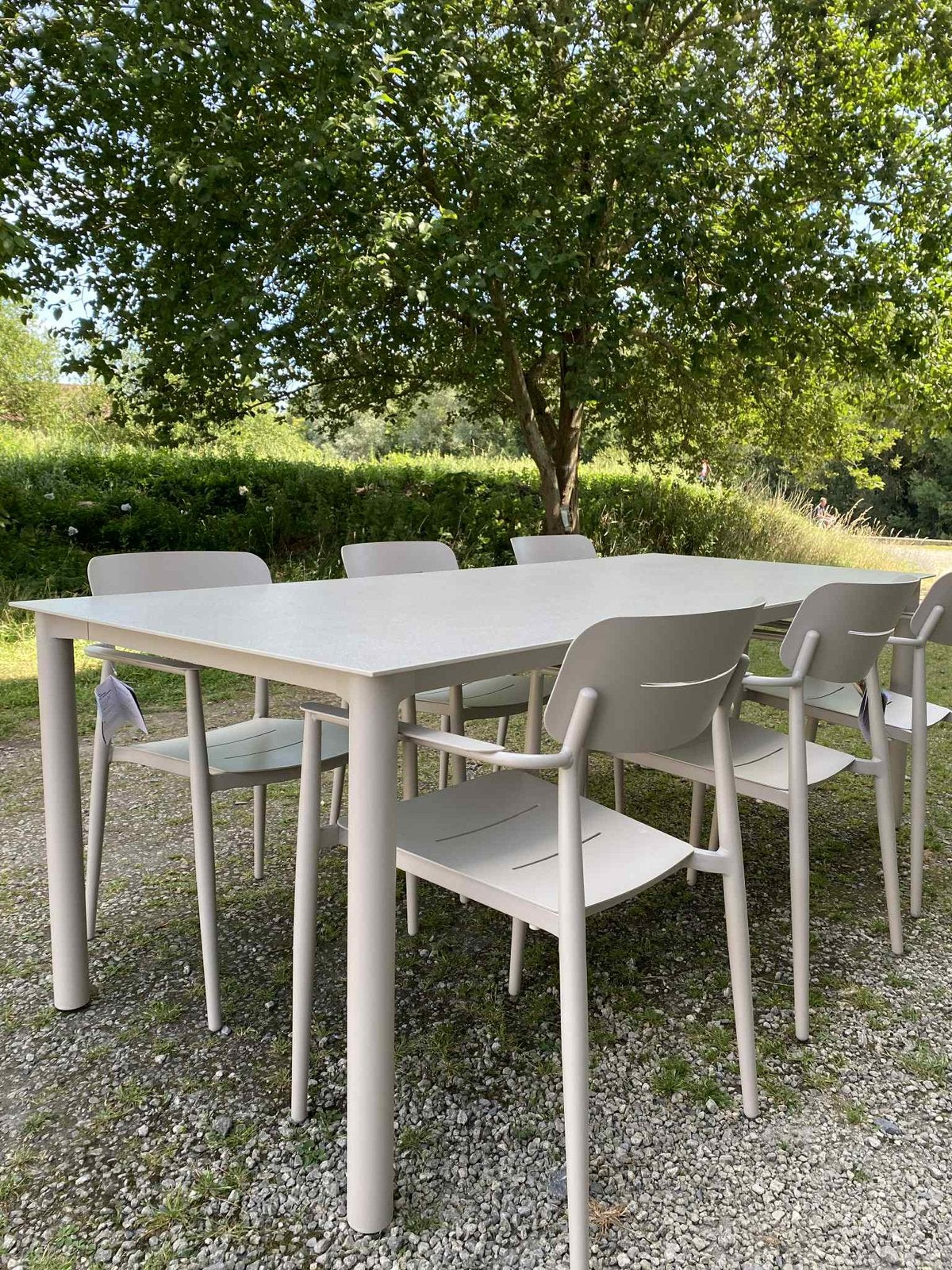 Als nieuw! Complete Beige Tuinset keramische tafelblad, Tuin en Terras, Ophalen, Zo goed als nieuw