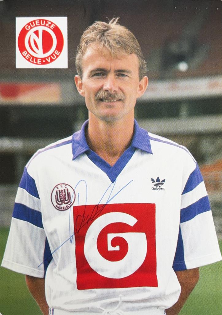 Spelerskaart Adri van Tiggelen - RSC Anderlecht - 1990/1991, Verzenden, Zo goed als nieuw, Spelerskaart