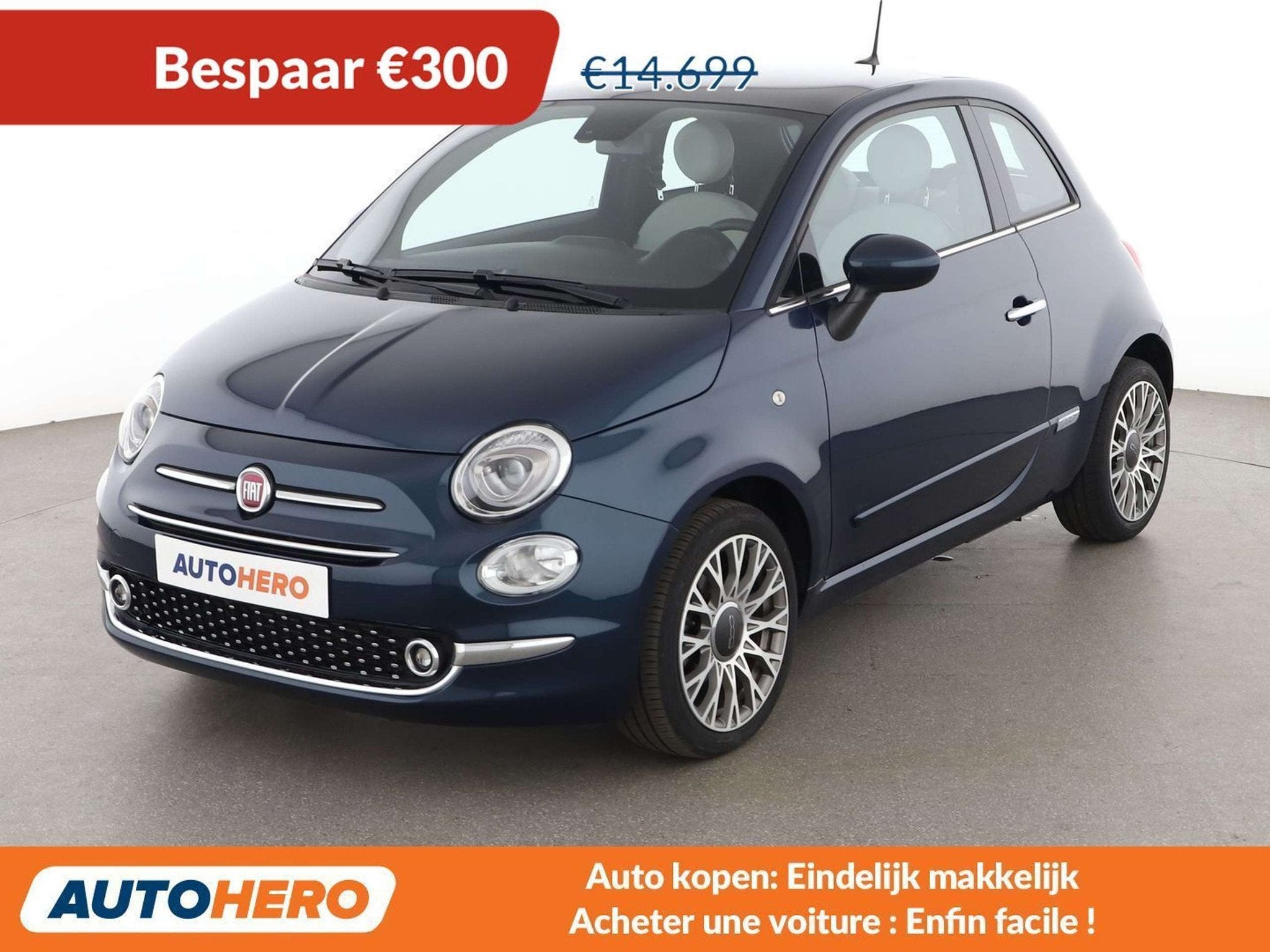 Fiat 500 1.2 Star (bj 2020, automaat), Auto's, 4 zetels, Stof, Gebruikt, Blauw