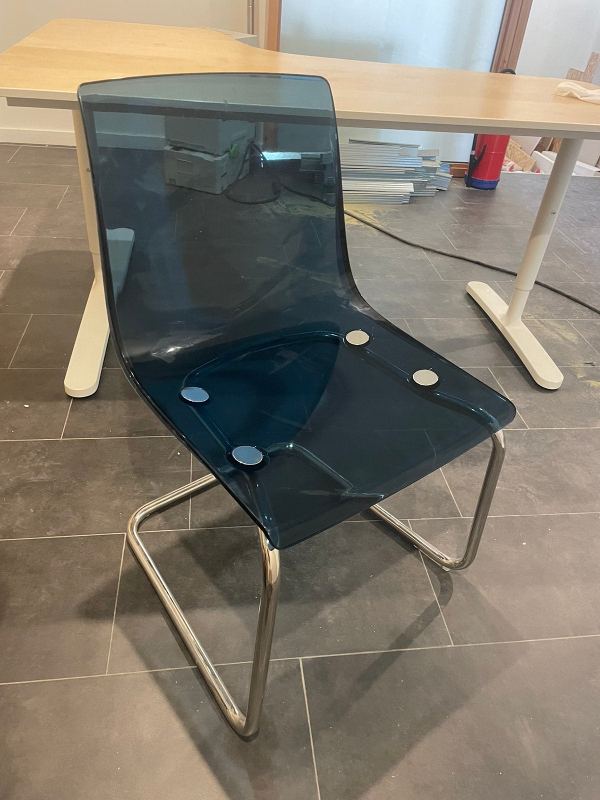 Stoel 1x, Maison & Meubles, Chaises, Enlèvement, Comme neuf, Bleu, Synthétique