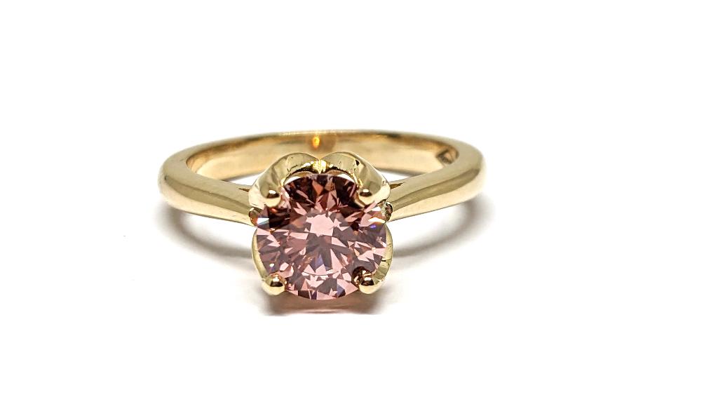 Roze Diamant Ring 1.00ct., Bijoux, Sacs & Beauté, Bagues, Neuf, Enlèvement ou Envoi, Rose, Or