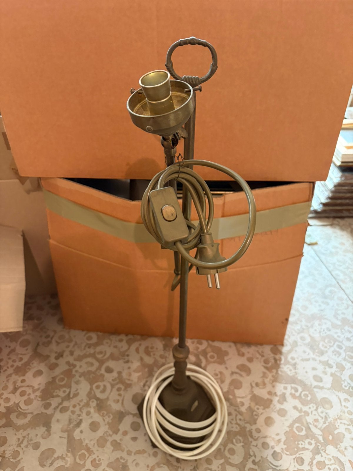 Vintage zware verstelbare staande lamp met draaibare arm, Antiek en Kunst, Ophalen of Verzenden