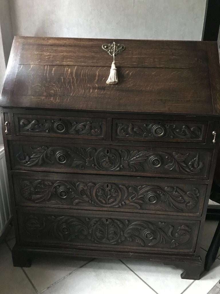 antiek secretair in eikehout renaissance circa 1750, Antiek en Kunst, Ophalen