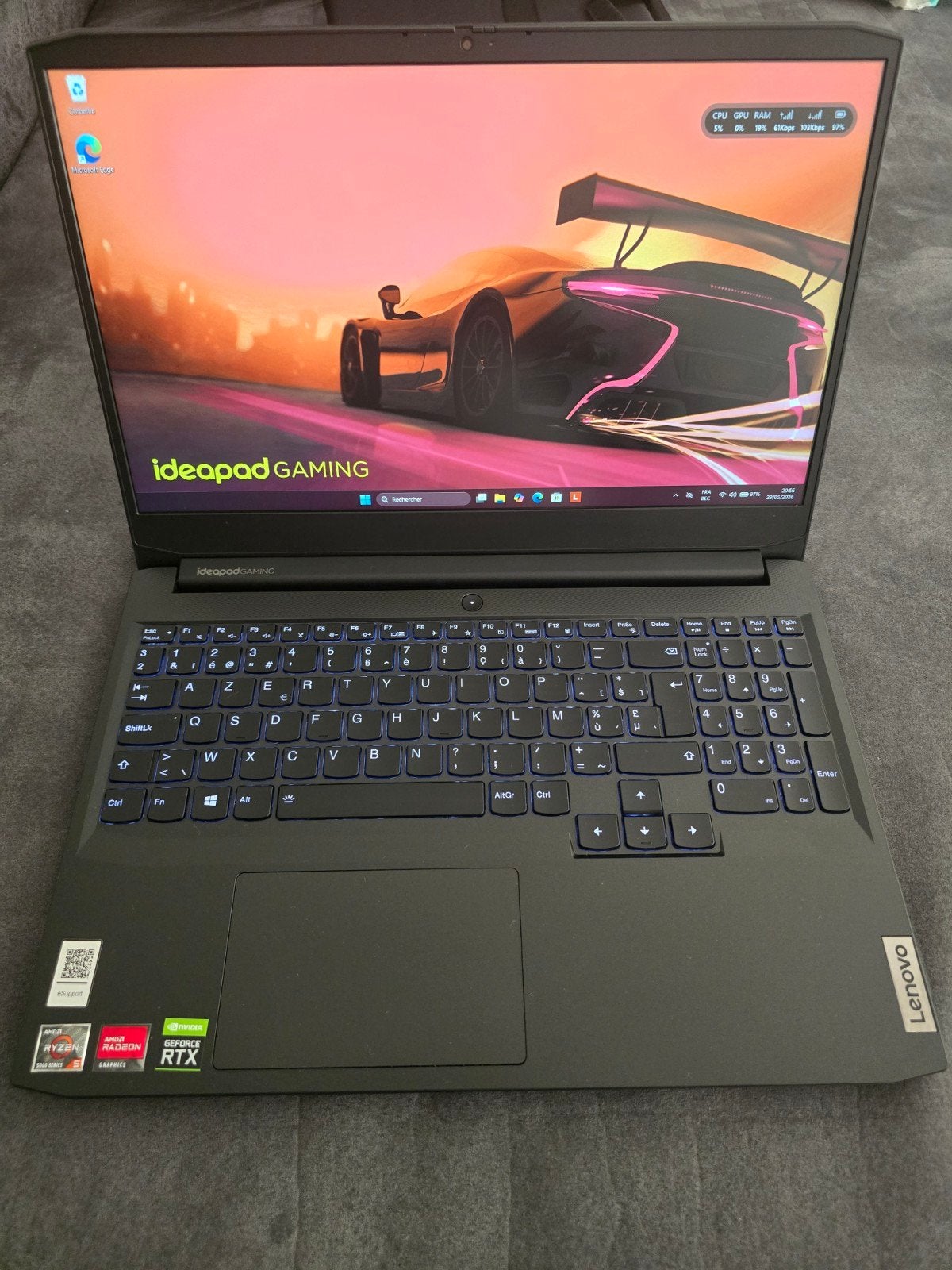 Laptop Lenovo gaming - 32g Ram / 512g ssd / RTX 3050, Informatique & Logiciels, Ordinateurs portables Windows, Comme neuf, 15 pouces