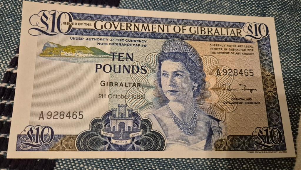 10 Pond 1986 Gibraltar UNC pick22, Postzegels en Munten, Ophalen of Verzenden, Overige landen, Los biljet