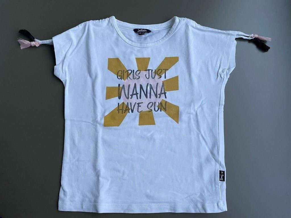 Wit t-shirt Juliette 110/116 (5j), Kinderen en Baby's, Kinderkleding | Maat 110, Juliette, Meisje, Ophalen of Verzenden, Zo goed als nieuw