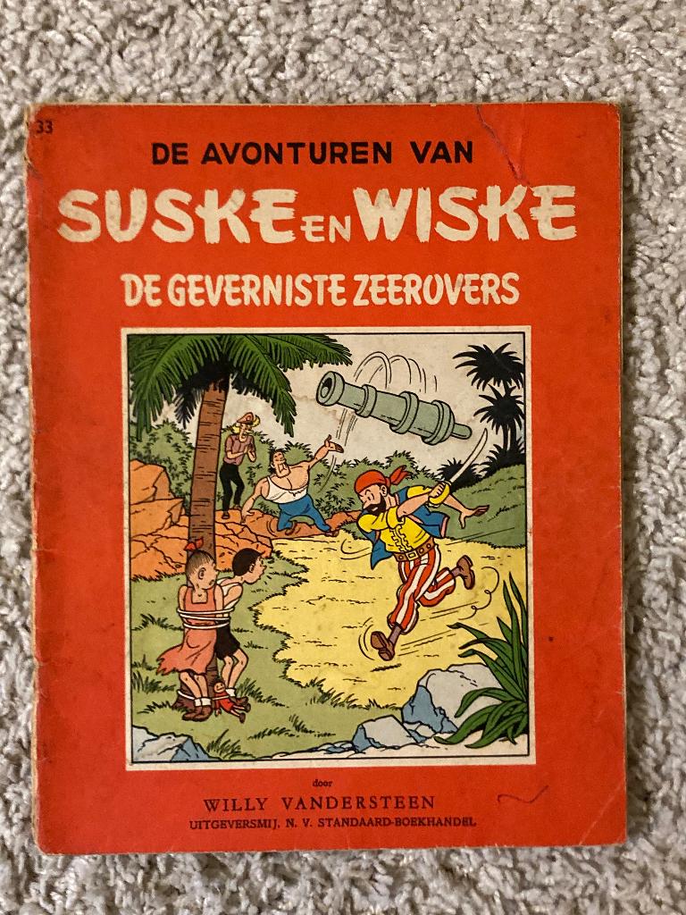 Suske en Wiske - Nr 33 - Geverniste Zeerovers - 1e druk 1958, Boeken, Stripverhalen, Eén stripboek, Ophalen of Verzenden, Gelezen
