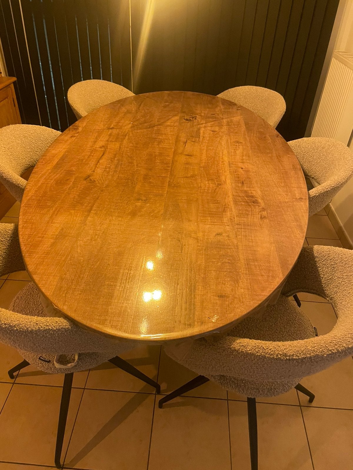 Eikenlook ovaal eettafel, Huis en Inrichting, Ophalen, Zo goed als nieuw, Ovaal, Metaal