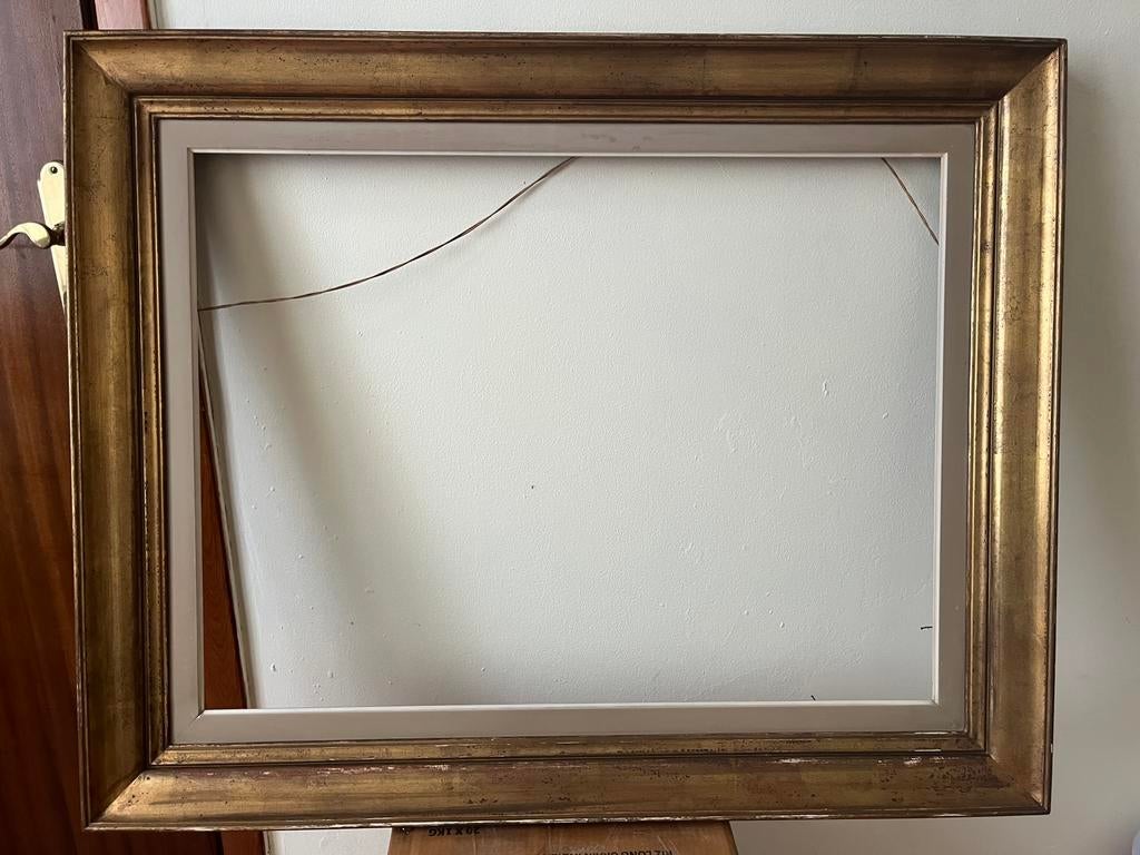 Grand Cadre Ancien Bois Doré 100x80 cm – Style Classique, Ophalen, Zo goed als nieuw, Hout