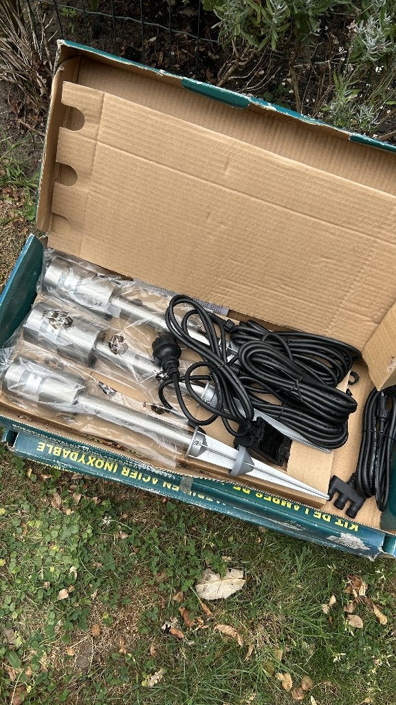 Set van 3 tuinlampen met transformator – buitenverlichting, Tuin en Terras, Ophalen, Overige typen, Aluminium, Led