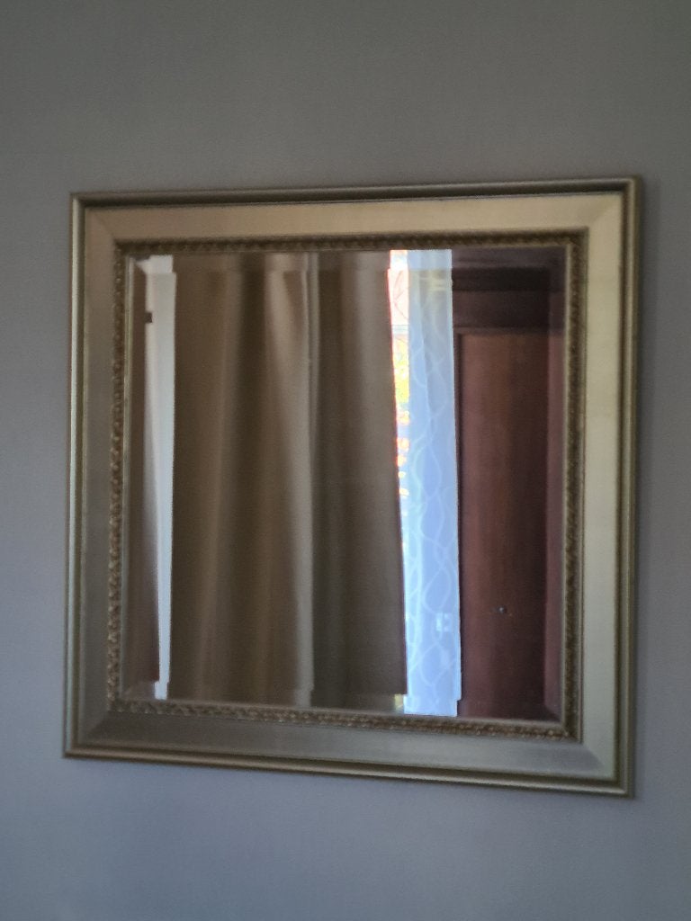 IKEA EKTICKA spiegel 74 x 74 cm – zilverkleurige sierlijst, Ophalen, Vierkant, Zo goed als nieuw, Minder dan 100 cm