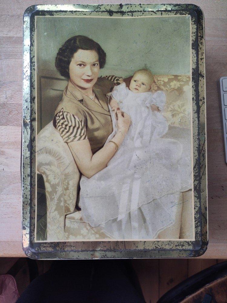 Blikken doos vintage royalty, Verzamelen, Ophalen of Verzenden, Gebruikt, Servies