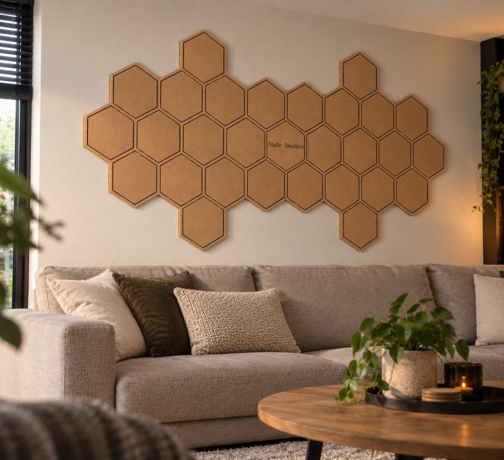 Gepersonaliseerde Hexagon MDF Wanddecoratie, Hout, Nieuw, Ophalen of Verzenden, Wandbord of Wandpaneel