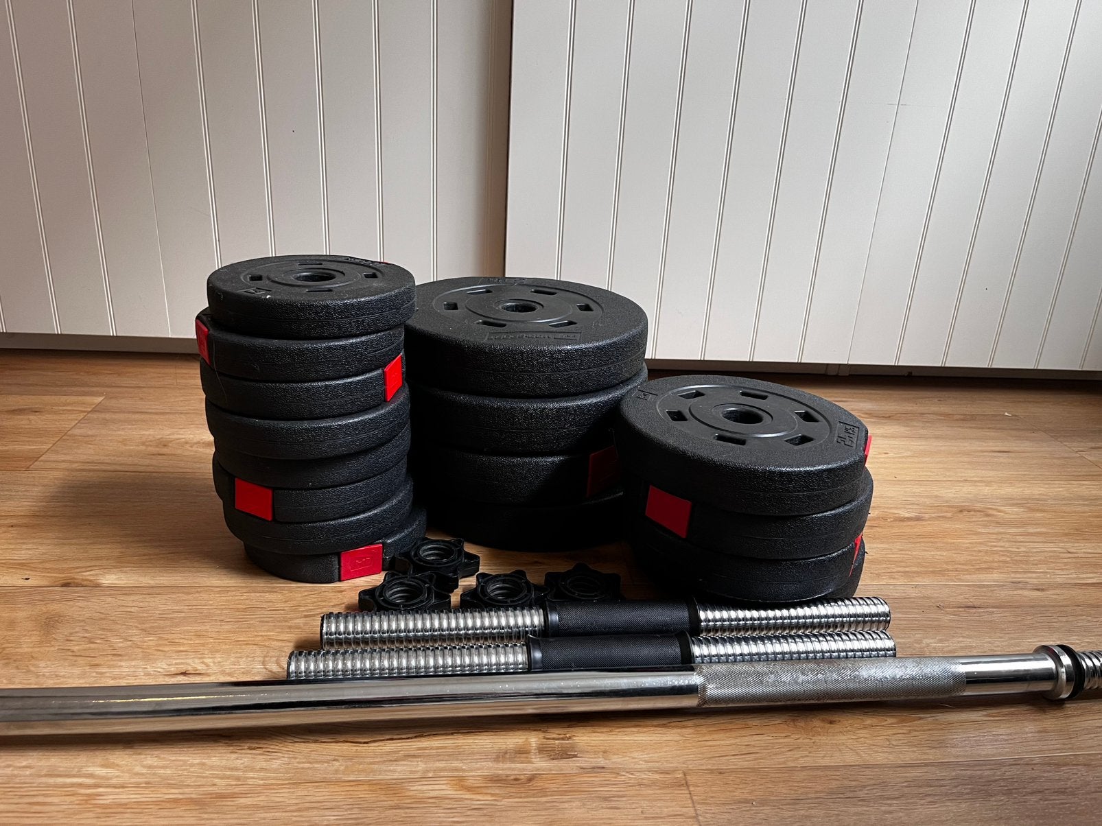 Weights set, Sport en Fitness, Ophalen, Zo goed als nieuw