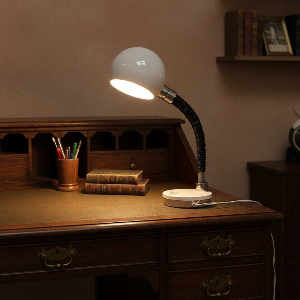 Vintage tube space age witte tafellamp / bureaulamp, Ophalen