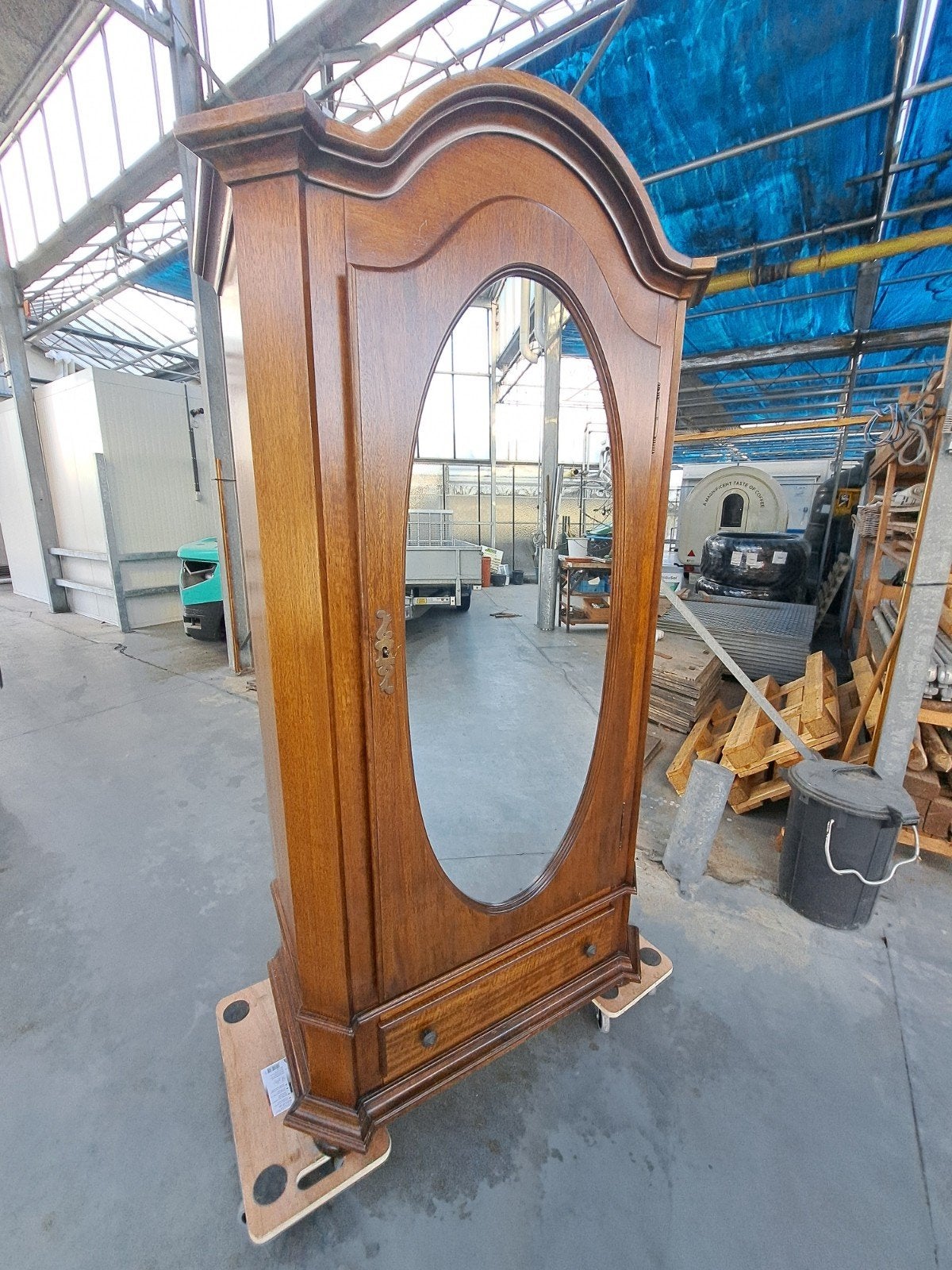Armoire vintage de caractère en chêne avec grand miroir, Enlèvement ou Envoi, Vintage, 100 à 150 cm, Utilisé
