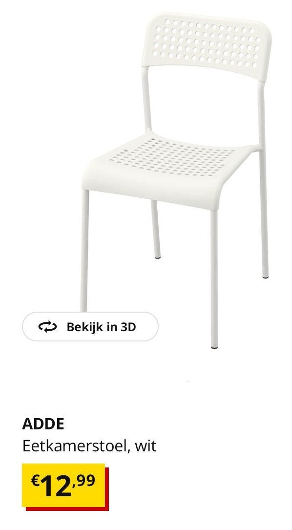 4 eetkamerstoelen/keukenstoelen Adde Ikea/€25 voor 4, Ophalen, Vier