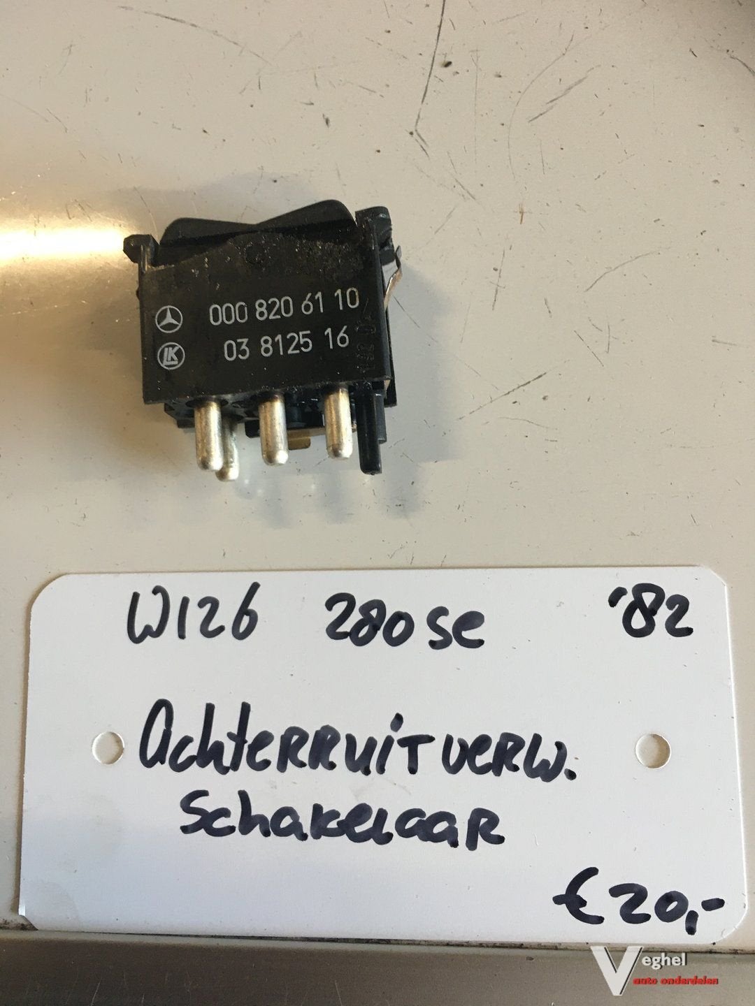 Mercedes w126 280SE 1982Achterruitverwarmingschakelaar, -, Utilisé, -, -