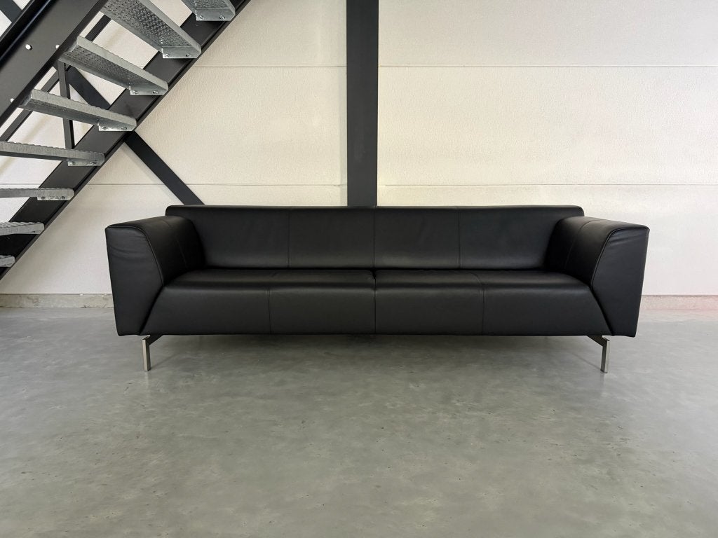 Rolf Benz 318 Linea - Cuir noir - Parfait état, 75 à 100 cm, Pode Leolux Jori Cassina Minotti, Banc droit, Comme neuf