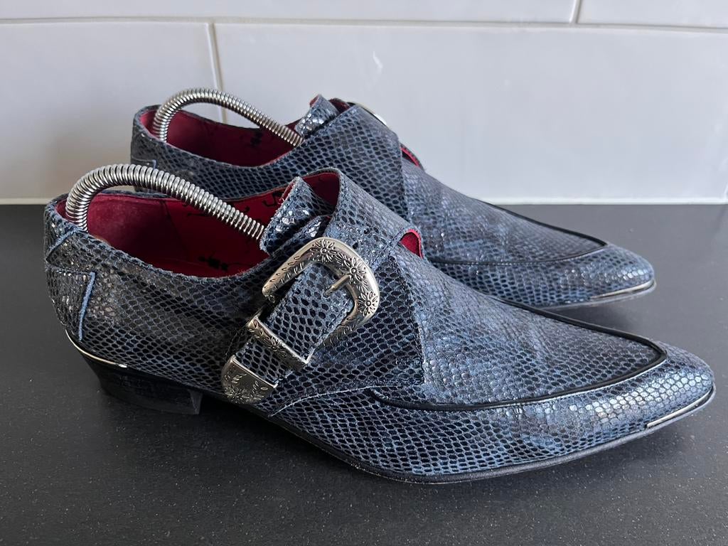 Jeffery West herenschoenen maat 10 / 44, Kleding | Heren, Schoenen, Blauw, Ophalen of Verzenden, Gespschoenen, Zo goed als nieuw