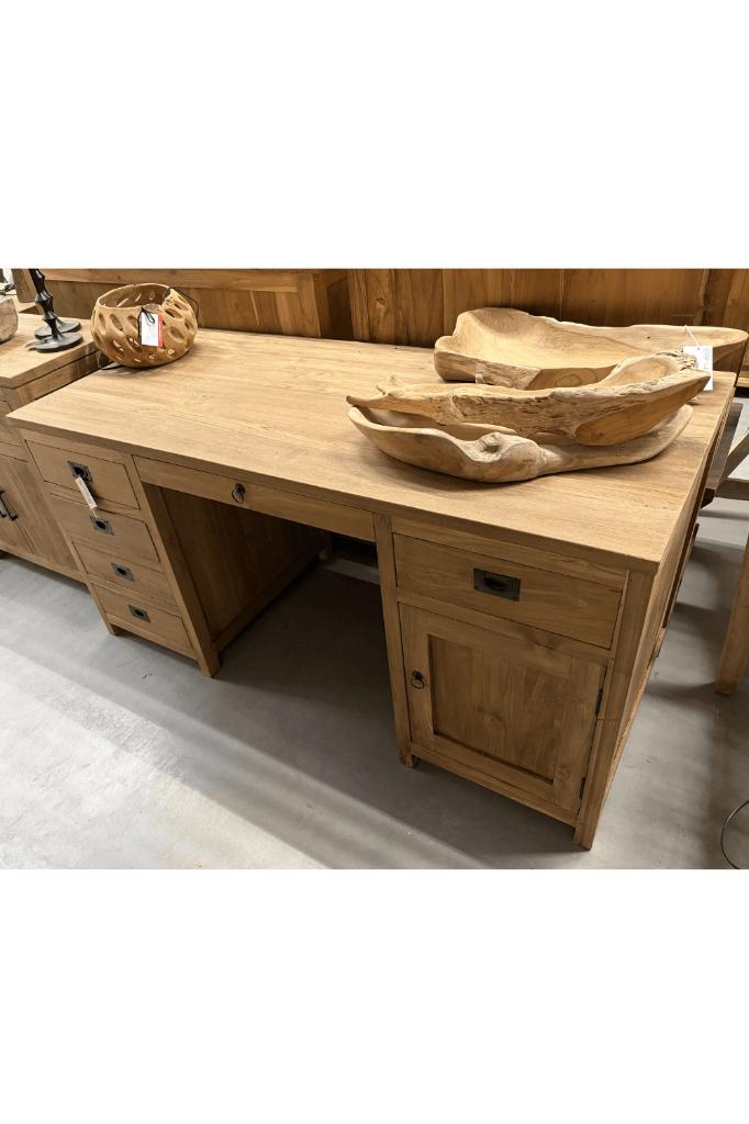 Demontable teakhouten bureau maat 160, Huis en Inrichting, Ophalen, 160 cm, Hout, Nieuw