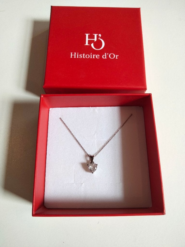 Collier avec coeur, Bijoux, Sacs & Beauté, Colliers, Enlèvement ou Envoi, Avec pendentif, Comme neuf, Blanc