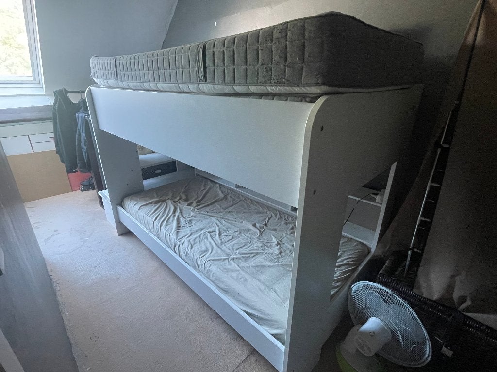 Lit superposé Bibop blanc avec rangements, Enlèvement, Utilisé, Lits superposés