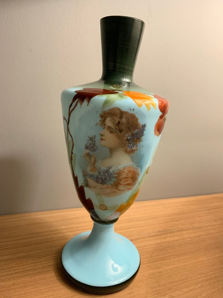 Antieke vaas opaline glas, Ophalen of Verzenden