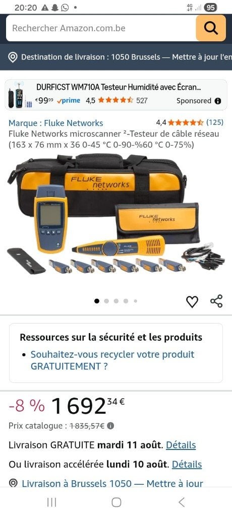 testeur de cable reseau FLUKE, Doe-het-zelf en Bouw, Meetapparatuur, Ophalen, Zo goed als nieuw, Overige meters