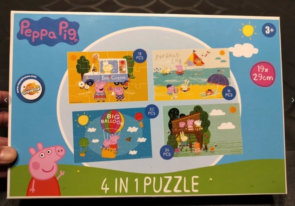 puzzel Peppa Pig - 4 puzzeltjes, Kinderen en Baby's, Ophalen of Verzenden, 10 tot 50 stukjes, Gebruikt, 2 tot 4 jaar