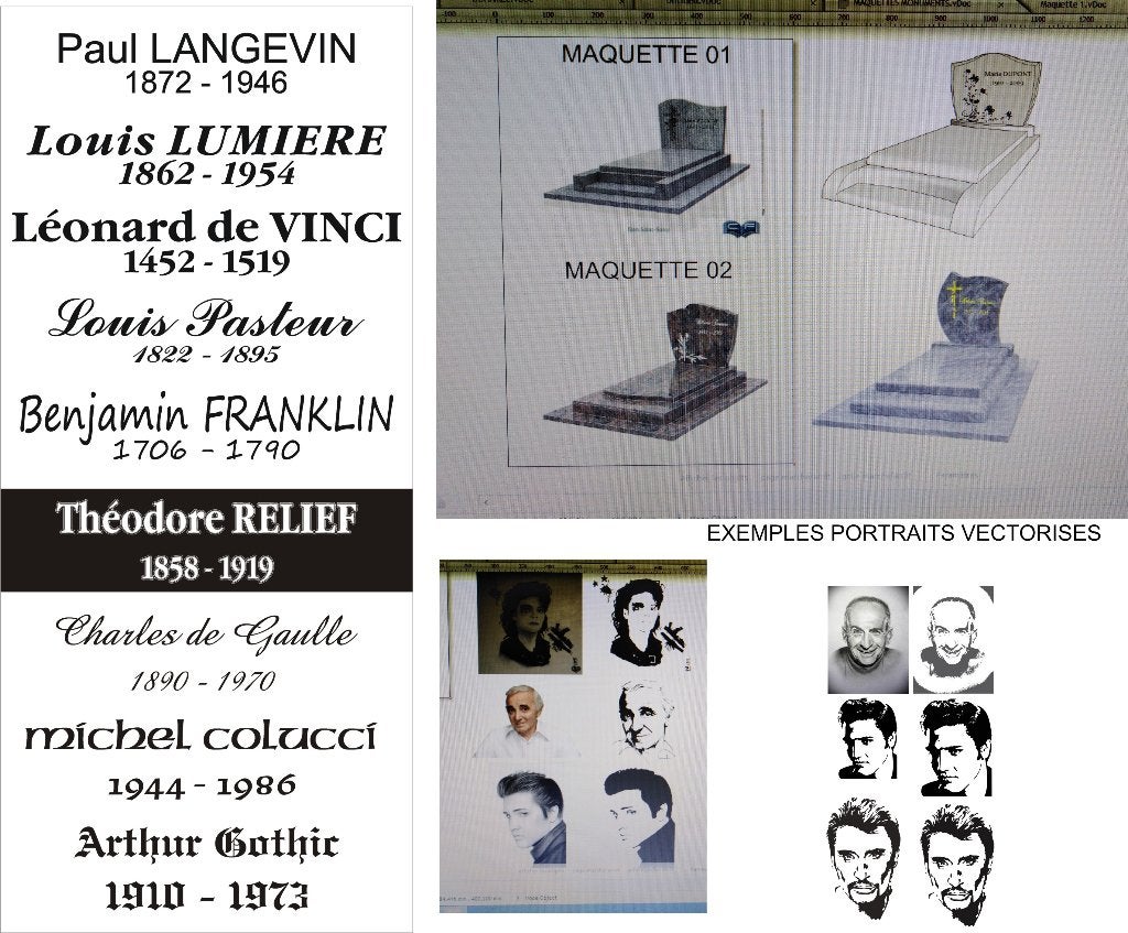 Gravure funéraire pour marbrier ou PF, Enlèvement ou Envoi