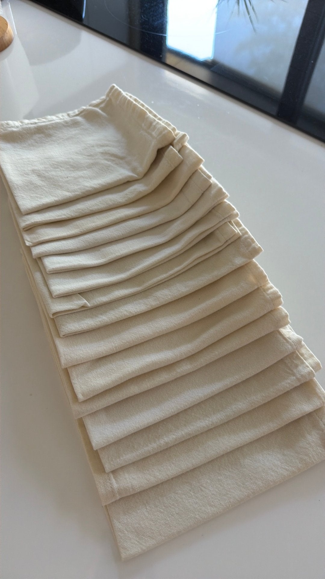Katoenen servietten 40x40cm beige, Ophalen, Zo goed als nieuw, Beige, Katoen