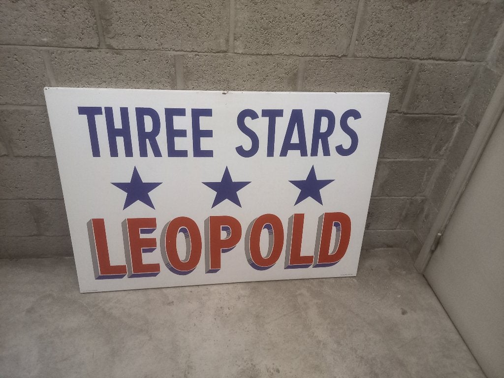 plaque émaillée THREE STARS LEOPOLD, Enlèvement, Utilisé, Panneau, Plaque ou Plaquette publicitaire, Autres marques