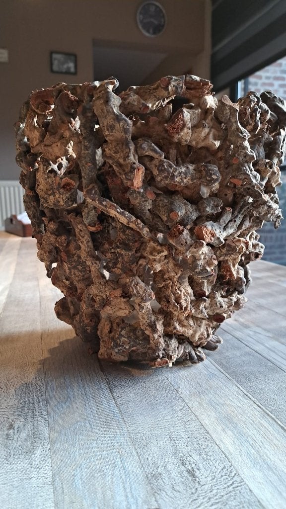 houten decoratie bloempot D*M deco, Ophalen, Overige materialen, Binnen, Zo goed als nieuw