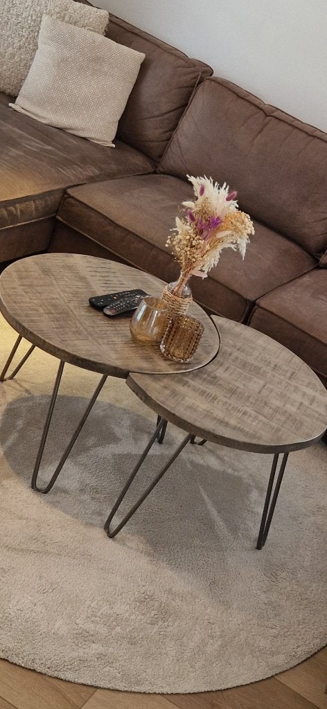 Salontafel mangohout, Gebruikt, Rond, 50 tot 100 cm, 5 – 50