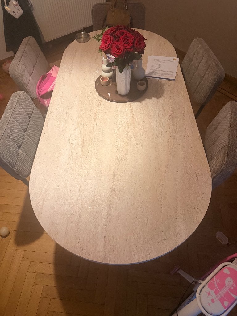 Eettafel + 6 stoelen, Huis en Inrichting, Tafels | Eettafels, Ophalen, 200 cm of meer, 50 tot 100 cm, Zo goed als nieuw